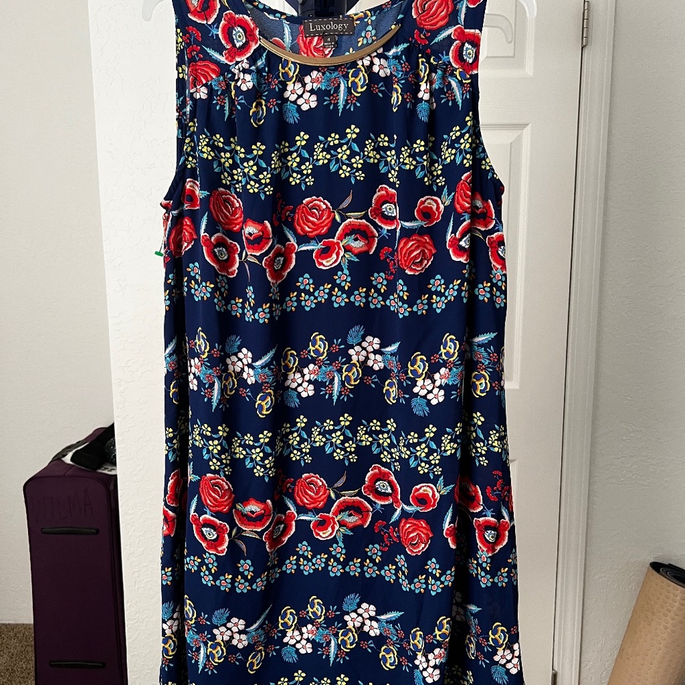 Luxology Women's Floral Mini Dress Sleeveless Keyhole Size 4
